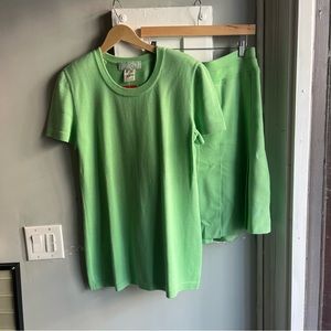Vintage Escada Pastel Green Knit Skirt Set
